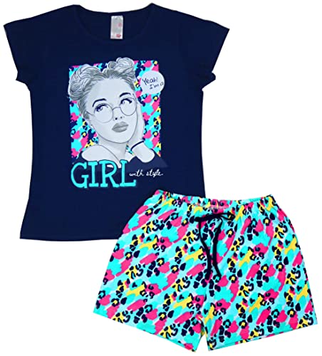 Kit Lote 2 Conjuntos Juvenil Roupa Infantil Feminino Menina Tamanho:12;Cor: 2 Mangas