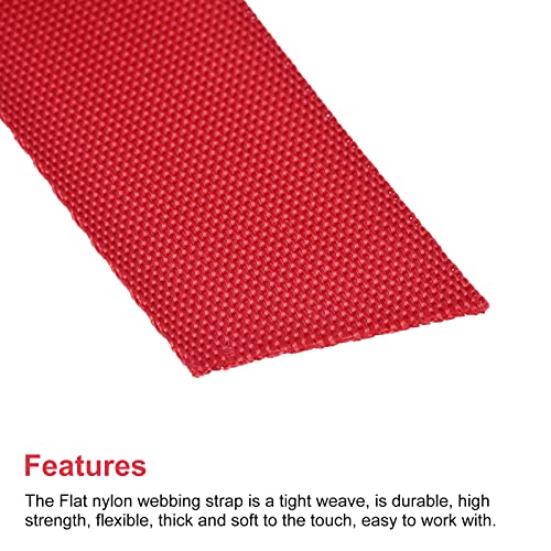 Image of Nylon Webbing Strap, 10 Metres, 1 inch /1.5 inch /2 inch Width, 0.7 mm Thickness (Red, 1 inch)