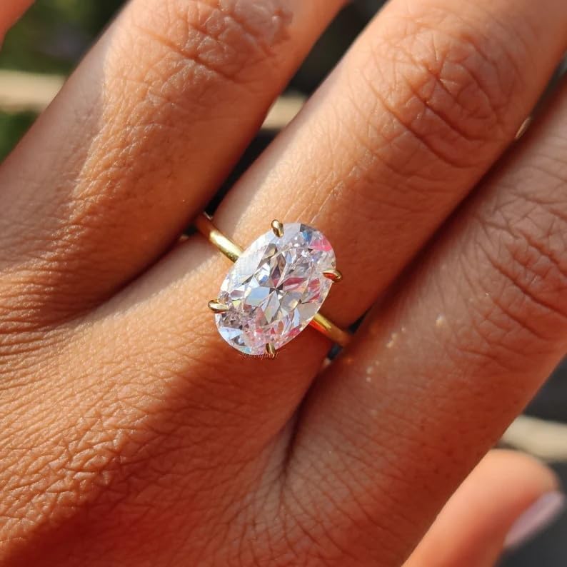 Engagement Rings for Women 925 Sterling Silver 1CT/2CT/3CT Oval Cut Cubic Zirconia 14k Gold Plated CZ Wedding Promise Rings for Her Wedding Bands for Women Lover Size 5-9 - Image 4