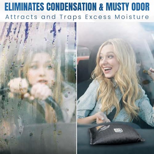 366 Days Car Dehumidifier & Moisture Absorber Bag – Reusable Silica Gel with Color-Changing Indicator – Eliminates Condensation & Musty Odors for Cars, RVs & Boats (2)