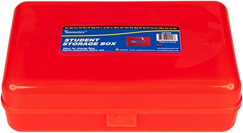 Miniatura 2 de Craft County  Caja de lápices transparente  Caja de utilidad de color organizador de suministros de oficina de almacenamiento  Rojo