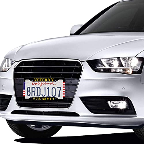 Us Army Veteran License Plate Frames Set Of 2, American Flag License Plate Covers, Patriotic License Plate Holder For Men, Black Aluminum Metal Personalized Decorative Car Tag Frame #TOP4