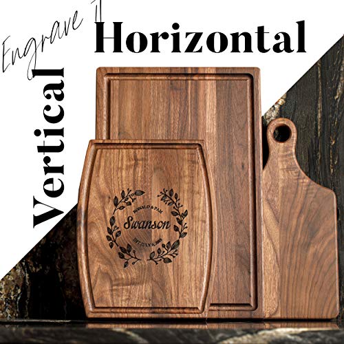 Personalized Walnut Cutting Board With Coasters, Mineral Oil And Gift Wrap Available - Customize Your Own Chopping Board Made In Usa (Design 20, 3. Walnut 17"X11") #TOP4