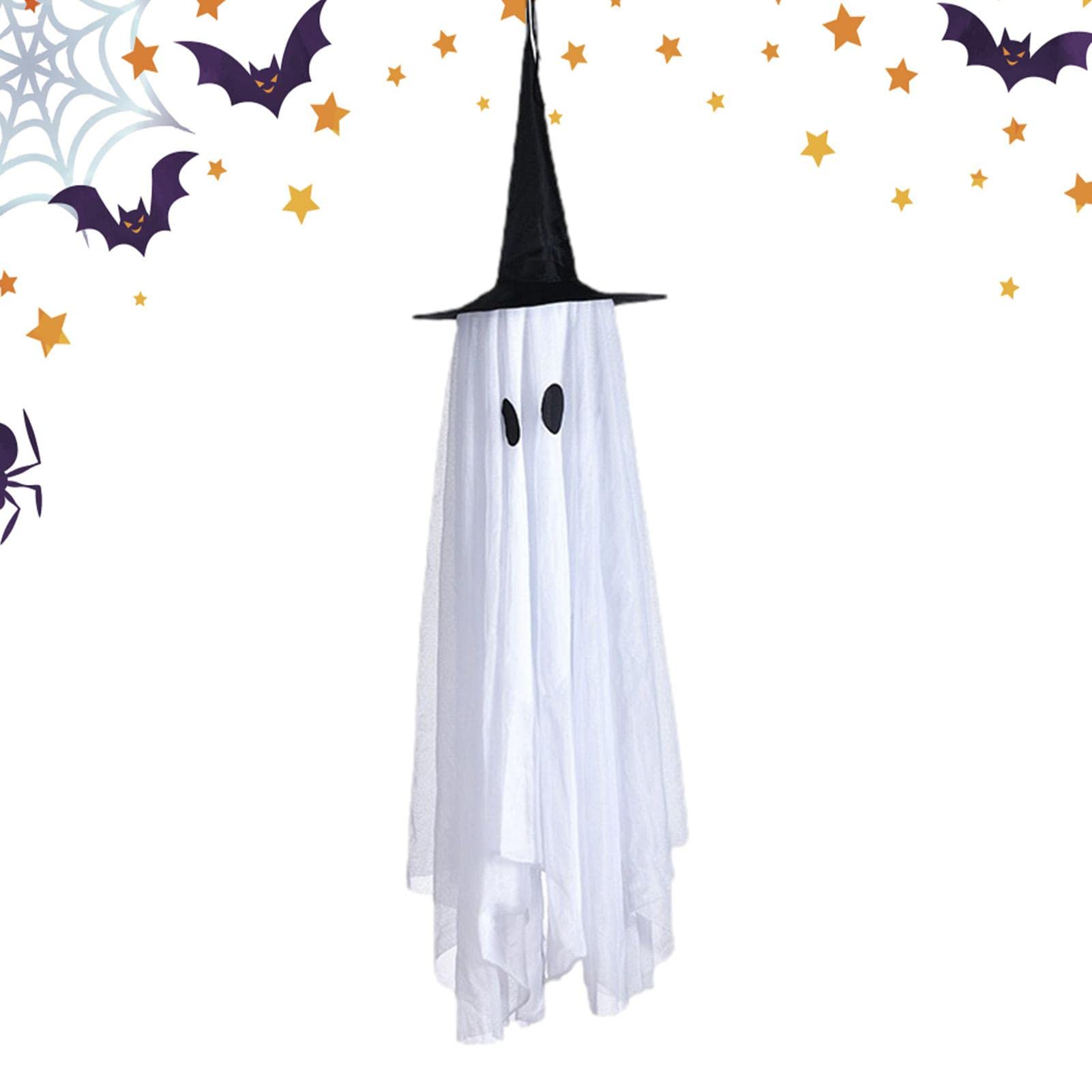 Orange Pumpkin Wizard Hat, Pre-Installed Pumpkins Witch Hat Halloween Decor, Hanging Pumpkin Ornaments for Farmhouse Porch Front Door