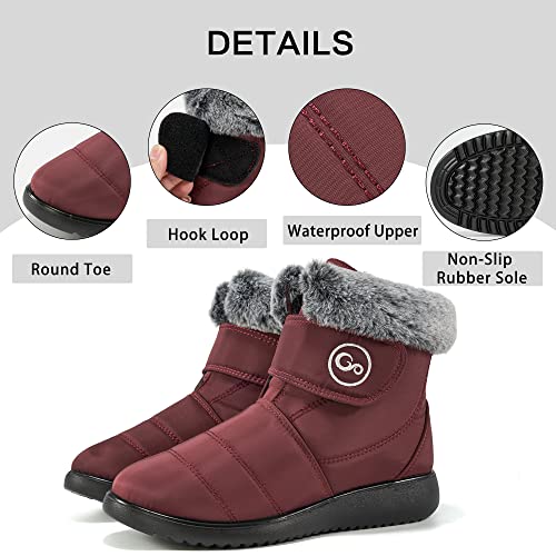 Reimferce Women Snow Boots Winter Shoes With Hook Loop Comfortable Fur Lined Boots For Women Waterproof Slip On Booties Warm Anti Slip Shoes #TOP4