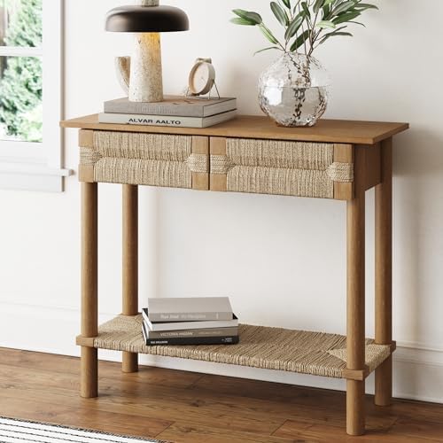 Nathan James Beacon Wooden Sofa Console Table with Drawers, Bohem...