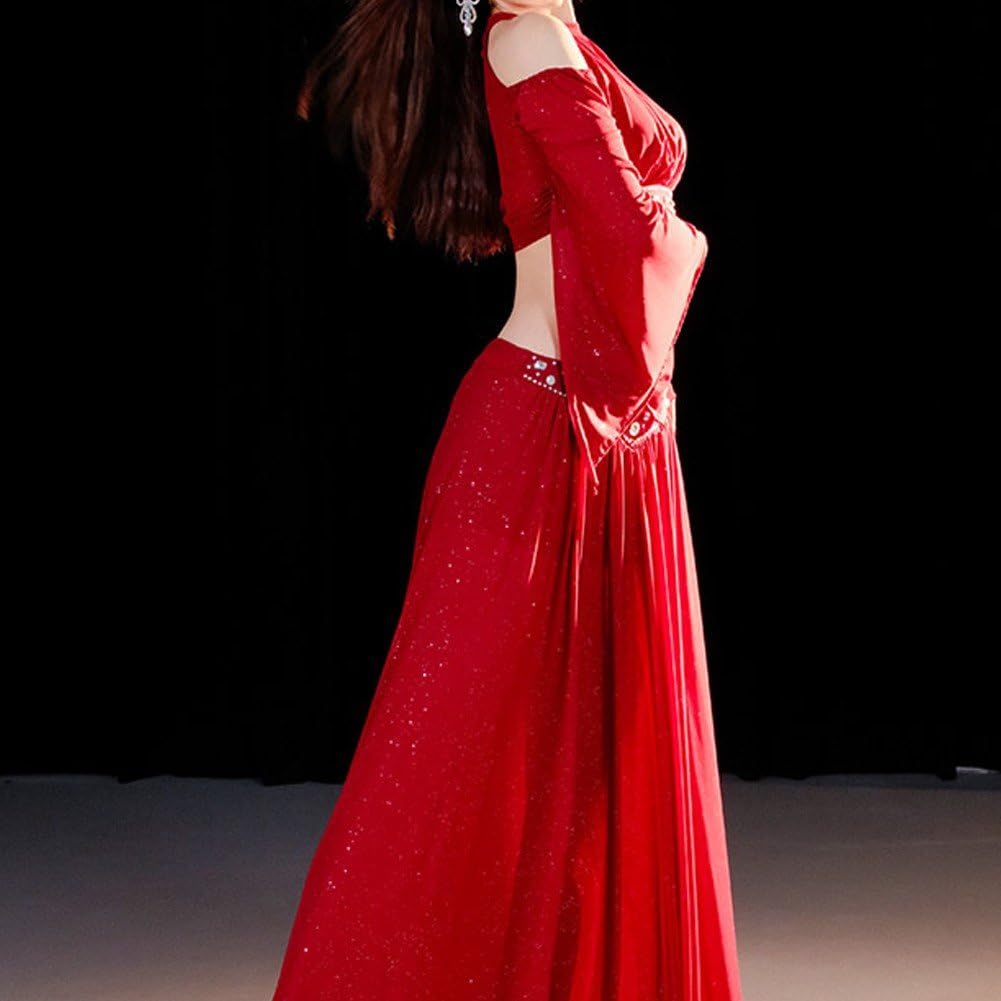 Damen-bauchtanzkostüm, Glänzendes -bauchtanzkleid, Bauchtänzerinnenrock, Professionelles Tänzerinnen-Outfit, Tanzbekleidung