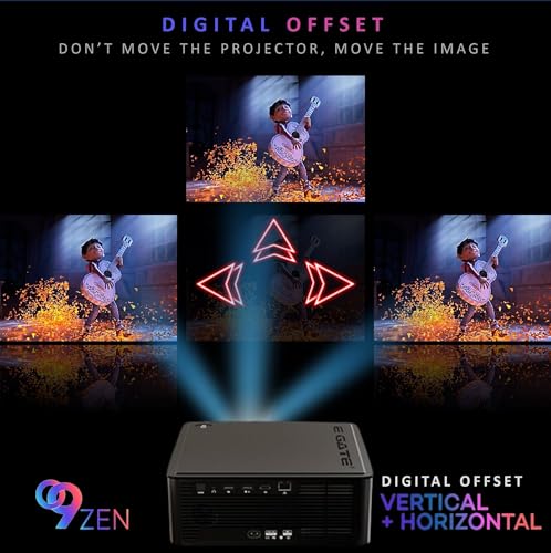 Image of E Gate O9 Zen 810 ANSI Projector with Auto Physical Incline + Digital Offset, Auto (Focus, Keystone, Screen Fit, Obstacle Shift), ARC HDMI, FHD 1080, 4k HDR Support, Android9, 2GB /32GB (EO9023,Black)
