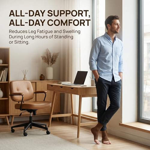 Image of MGANG Knee High Compression Socks 20-30mmHg for Varicose Veins, Open Toe | Graduated Compression, Circulation, DVT, Swelling, Nurses, Pregnancy, Standing, Office, Flight, Travel, Running, Recovery