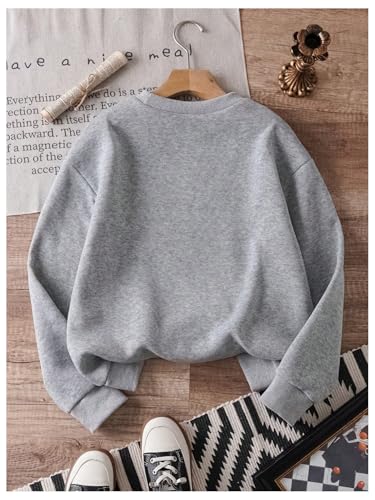 SweatyRocks Girl's Bow Graphic Sweatshirt Round Neck Long Sleeve Cute Pullovers Tops2