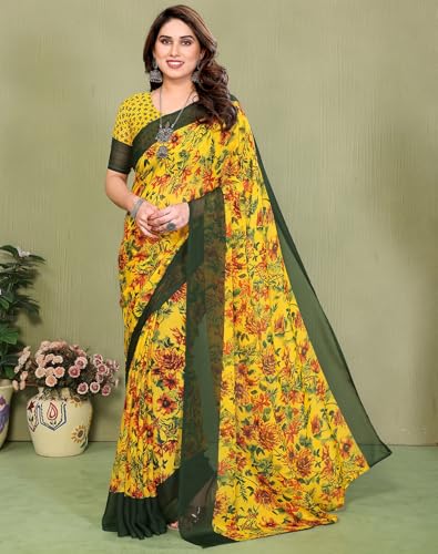 Image of Yashika Women's Georgette Saree with Blouse Piece for Traditional Ethinic Wear Sari