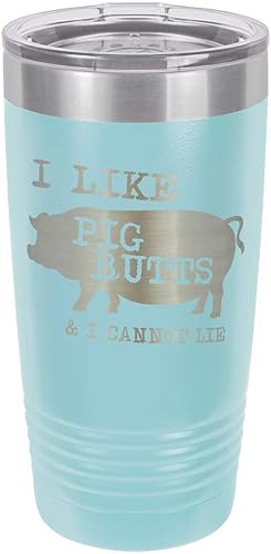 Miniatura 10 de Taza de viaje con pajita y texto en inglés "I LIKE PIG BUTTS 20 oz"  Taza de viaje grabada con láser con citas de parrilla  Comparar con Yeti