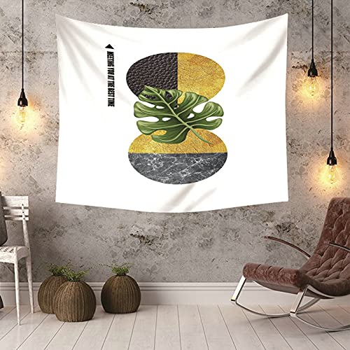 Tapiz de pared negro, dorado y verde con estampado circular botánico 6