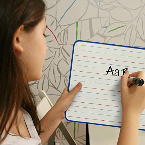 Magnetic Dry Erase Board, Double Sided 9" X 12" Small White Board, Ruled - Blank Blue Framed Mini Dry Erase Board, Portable Whiteboard For Kids, Great For School, Home & Remote Learning #TOP6