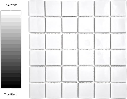 Miniatura 3 de Tenedos Mosaico cuadrado de porcelana blanca de alta calidad de 2 pulgadas (tamaño exacto de 1-1516 pulgadas) con aspecto brillante diseñado en