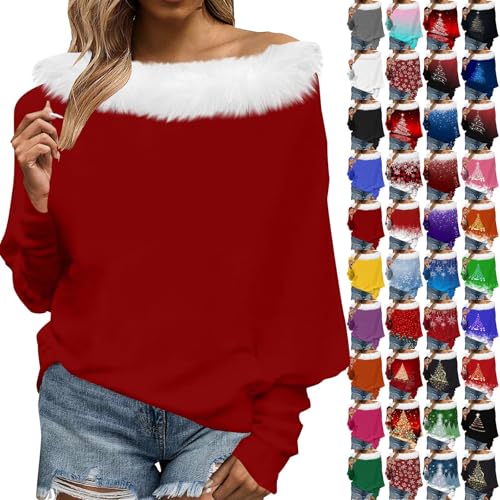 HUIFUAO Weihnachts-Sweatshirt für Damen, lustig, glitzernd,...