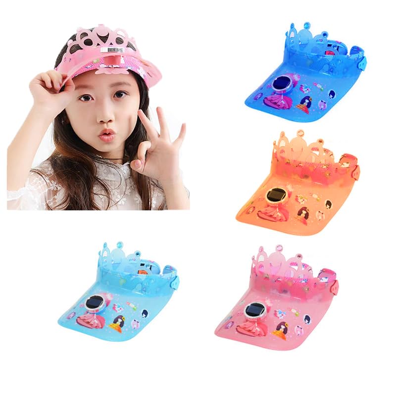 CLOTHERA3-12 Years Cooling Solar Energy Fan Cap Camping Hiking Peaked Fan Baseball, Summer Beach Hats for Kids