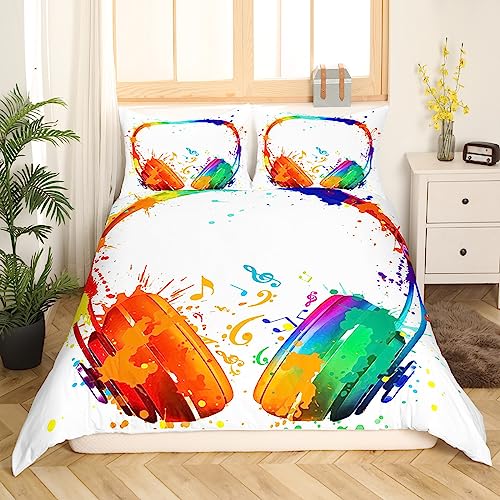 Parure de lit écouteurs musique pour relooker la chambre ado avec un style graffiti coloré