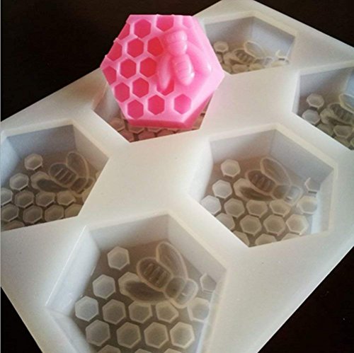 6 Holes Bee/Honeycomb Silicone Cake Mold, 3D Diy Handmade Soap Molds, Craft Art Soap Candle Making Mould, Cake Fondant Decorating Mold, Art Soap Clay Molds, Cake Chocolate Sugarcraft Baking Tool #TOP2