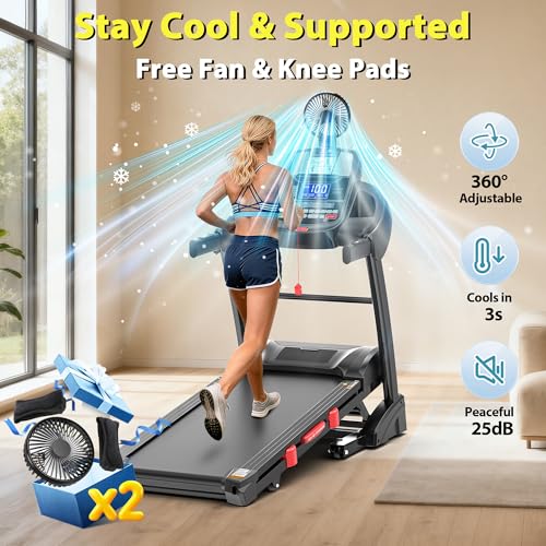 Image of Folding Treadmill 400 lbs Capacity for Home, Incline Treadmill for Exercising, 15% Auto Incline or 6% Manual Incline, 7.5MPH or 10MPH, 16'' or 18'' Wide Belt, 71 Programs, Brushless Fan & Knee Support