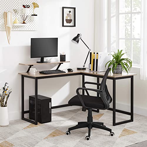 Vasagle L-Shaped Computer Desk, Industrial Workstation For Home Office Study Writing And Gaming, Space-Saving, Easy Assembly, 55.1”D X 51.2”W, Greige #TOP1