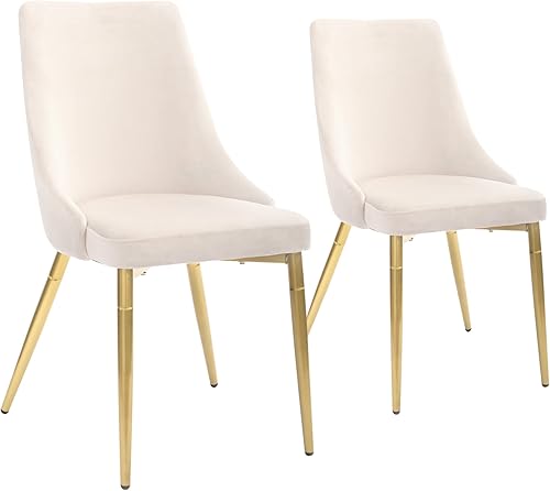 Miniatura 4 de CangLong Silla auxiliar tapizada de metal con respaldo alto, para cocina, comedor, sala de estar, invitados, dormitorio, juego de 2, beige + patas