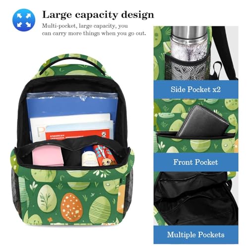 Sac à dos avec trousse ensemble cartable grande capacité vert œufs de Pâques - 3