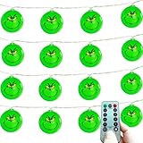 Lushangshou Upgraded Grinch Christmas Decorations, 20 LED 11ft Christmas Lights Battery Operated with Remote/Timer, Waterproof Christmas String Lights for Tree Home Bedroom Yard Outdoor Indoor Decor