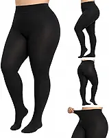 Meia Calça Feminina Plus Size Preta 220g Grossa Duplo Reforço Inverno Quente Confortável
