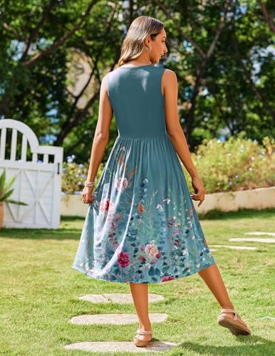Image of Zeagoo Women's Summer Tank Midi Dress with Pockets Floral Sleeveless A-Line Casual Loose T-Shirt Dresses Beach Sundress 2026