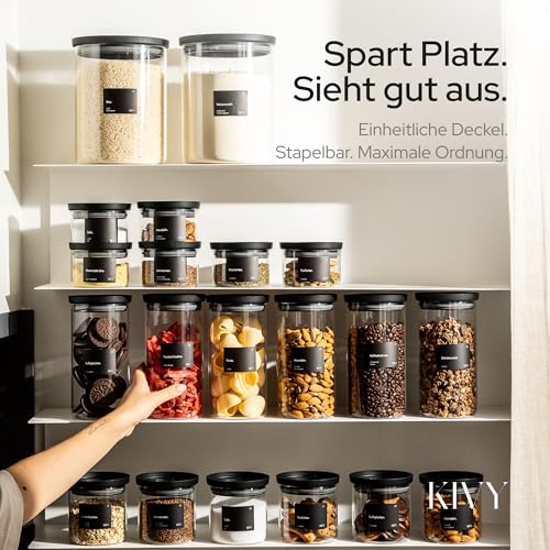 KIVY Kleine Vorratsgläser mit transparenten Glasdeckel 6x 350ml - Luftdicht – Ansicht 2