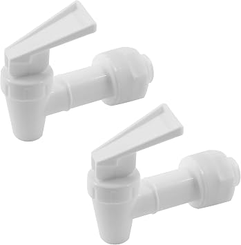 2 Pcs BPA-Free Replacement Cooler Faucet Water Bottle Jug, Water Dispenser Tap Set Reusable Spigot Spout Water Beverage Lever Pour Dispenser Valve Water Crock Tap White