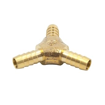 VIS Brass Hose Barb Y-shaped Tee, Wye T-fitting, 3/16" Barb x 3/16" Barb x 3/16" Barb, 1 Pcs 124-3