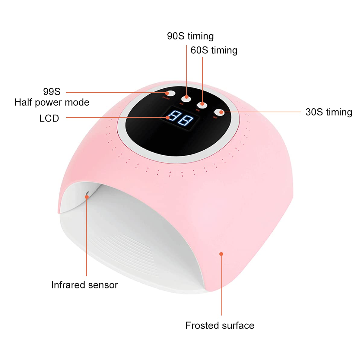 Lampada UV LED per Unghie 60W Cordless per Unghie, Luce UV Ricaricabile con Impostazione 4 Timer, Display LCD, Rilevamento Automatico, Funzione di Sbiancamento a Luce Rossa Strumenti per Nail Art (L