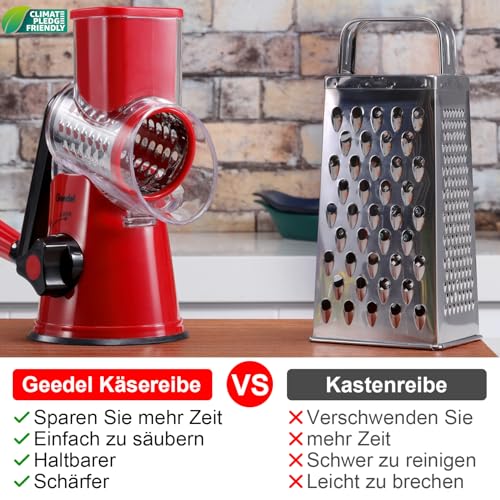 Geedel Käsereibe, Reibe für Gemüse, Gemüseschneider Trommelreibe mit kurbel – Ansicht 2