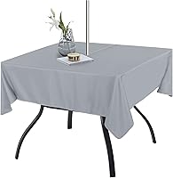 Vista 8 de Fitable Cubierta de Mesa Ovalada Oblonga para Exteriores e Interiores - Mantel Lavable Impermeable Sin Arrugas con Cremallera y Orificio para Beige