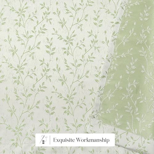 Image of Yellow Weaves 1 Pc Jacquard Leaf Eyelet Long Door Curtain - Perfect for Home, Office, Bedroom, Living Room & Balcony - 9 Feet (Pastel Green)