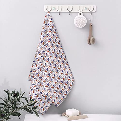 Floral Swedish Dala Horses Clean Towel Polyester Cotton Blend Skin Friendly Soft Super Absorbent 27.5X16In #TOP5