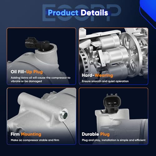 Image of ECCPP AC Compressor with Clutch 2017-2019 for Ford Escape 1.5L | Fast Cooling Air Conditioning Compressor