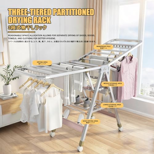 Étendoir à linge trépied portable pour utilisation intérieure et extérieure