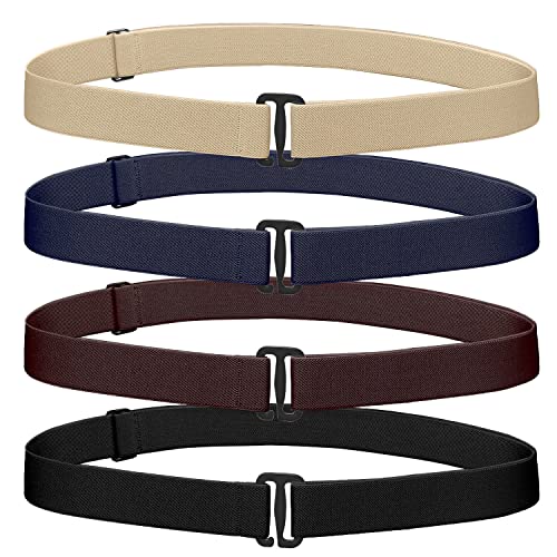 Falari 4 Pieces Women Elastic Stretch Belt Invisible No Show Waist Belt with Flat Buckle for Jeans Pants Dresses