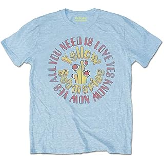 Rock Off The Beatles Yellow Submarine Blue Circle Officiel T-Shirt Hommes Unisexe - Les Beatles, Paul McCartney, John Lennon, RIngo Starr, George Harrison