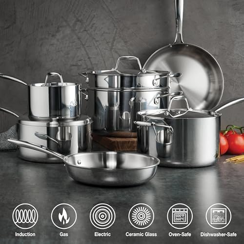 Tramontina Signature Tri-Ply Clad Stainless Steel 11-Piece Cookware Set with Lids, Pots and Pans Kitchen Set, Induction-Ready, Dishwasher-Safe, NSF-Certified - 1