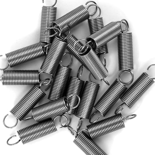 GUNGY Zugfedern mit Haken Edelstahl Zugfeder Spannfeder 20mm Außendurchmesser 5mm Drahtdurchmesser 0,5 mm Hakenwinkel 90 Grad Maximale Zugkraft 0,4kg 0,5x5x20mm 20 Stück