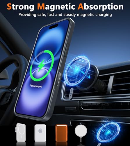 Image of FNTCASE for iPhone 16 Plus Phone Case: Magnetic Translucent Matte Shockproof Slim Cell Phone Cover - Military Grade Drop Proof Hard Back Anti-Fingerprint Protective Case - Black-T