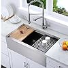 VESLA HOME 33 inch Handmade Stainless Steel Farmhouse Sink, Kitchen Apron Front Sink with Workstation Ledge - Includes Accessories, 18-Gauge Single Bowl Basin