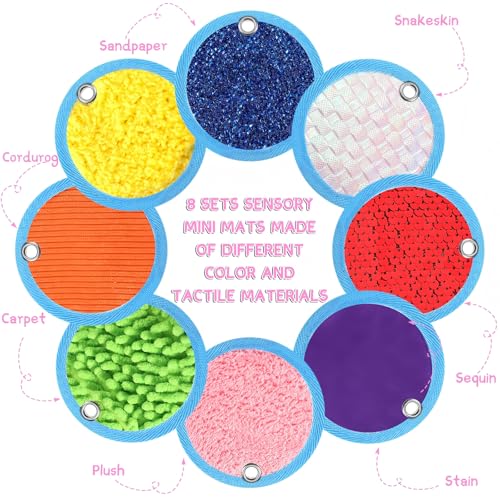 Image of Boao 8 Set Mini Sensory Mats Assorted Textured Play Mats Sensory Floor Tiles Educational Tactile Toys for Activity(4 Inch,Round)