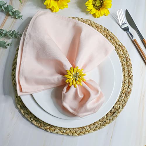 Loghog Napkin Rings Set Of 4,Delicate Cute Bee Napkin Holder Rings Table Decorations For Wedding Banquet Birthday Holiday Daily Dinner Party Decor Favor (Yellow Sun Flower) #TOP2