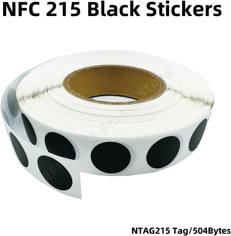 50-100pcs NFC Tags NFC Stickers Used for Writing URL Electronic Business Card Smart Home Rewritable Ntag 215 Sticker，504 Bytes Memory,Black NFC Tags All NFC-Enabled Cell Phones & Devices (50) image 4