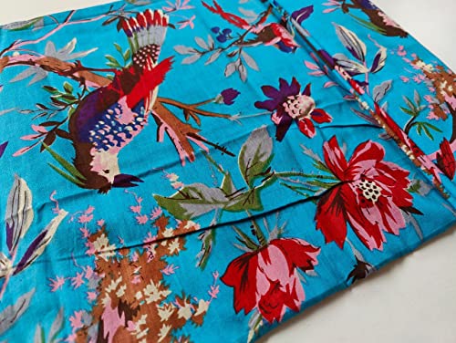 Image of Floral Printed Cotton Fabric Cloth Hand Block Print Fabric Women Material Running Jaipuri Hand Block Printed Women Dress Material Kurtis Natural 44 inch Inches Width 2.5 Meter (Pattern 31)